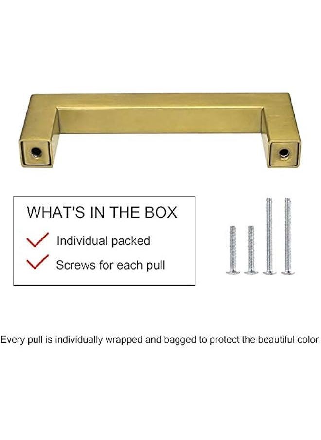 Generic Goldenwarm Brushed Brass Cabinet Pull Knobs Kitchen Hardware - LSJ12GD76 Modern Gold Drawer Knobs 3 Inch Hole Centers Square Bathroom Cabinet Pulls Dresser Handles 1 Pack  - Image 3