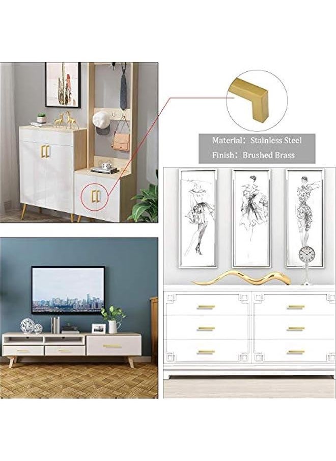Generic Goldenwarm Brushed Brass Cabinet Pull Knobs Kitchen Hardware - LSJ12GD76 Modern Gold Drawer Knobs 3 Inch Hole Centers Square Bathroom Cabinet Pulls Dresser Handles 1 Pack  - Image 5