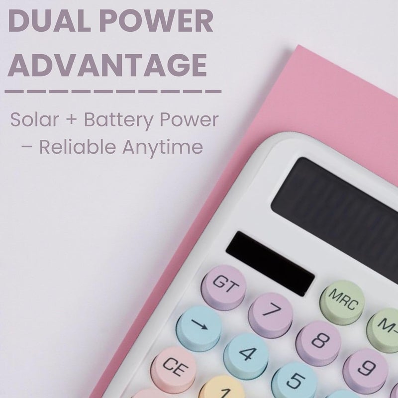 Blue Tick Bluetick Desktop Calculator - 12 Digit | Big Buttons | Solar Power | 1 Year Warranty | Aesthetic Candy Color (Purple) - Image 4