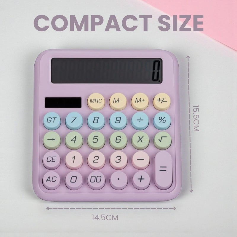 Blue Tick Bluetick Desktop Calculator - 12 Digit | Big Buttons | Solar Power | 1 Year Warranty | Aesthetic Candy Color (Purple) - Image 5