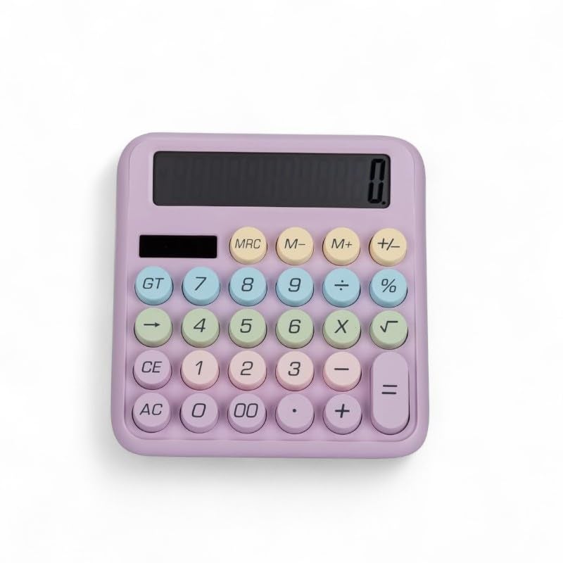 Blue Tick Bluetick Desktop Calculator - 12 Digit | Big Buttons | Solar Power | 1 Year Warranty | Aesthetic Candy Color (Purple) - Image 1