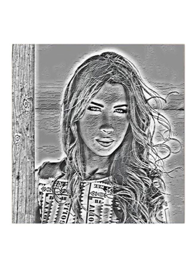RYN Nancy Ajram MDF Wall Art Painting Grey 30x30centimeter - Image 2