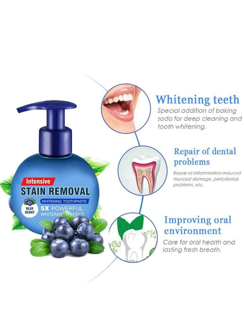 Blue Berry Remove Stains Whitening Toothpaste Fight Bleeding Gums Toothpaste Prevent Tooth Decay Promote Teeth Strong Gums Baking Soda - Image 2