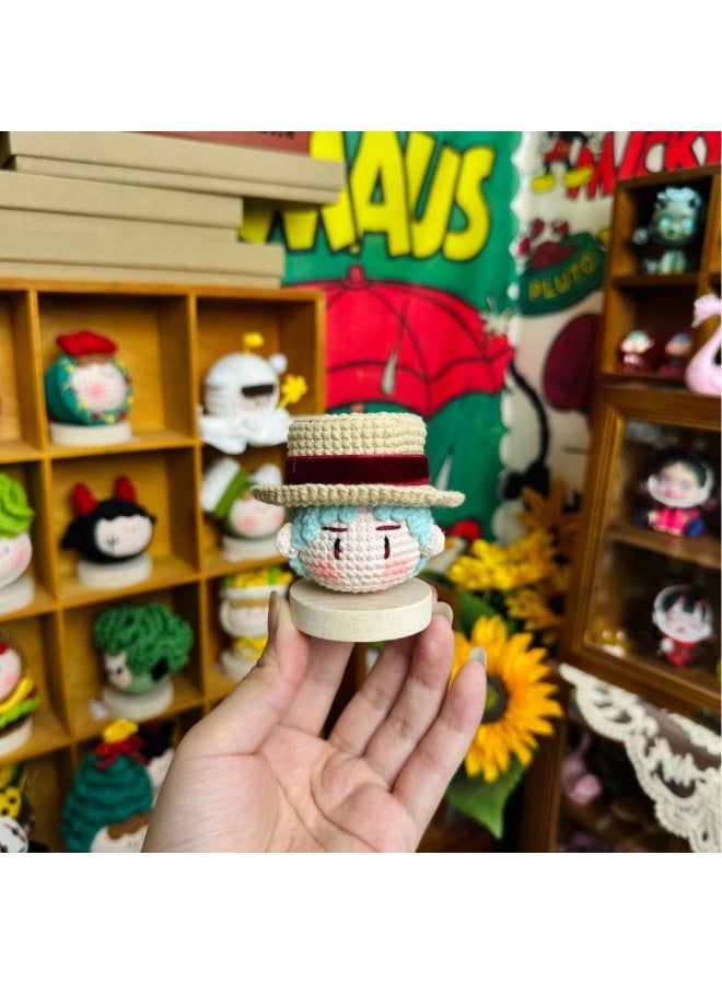 Pure Handmade Wool Crocheted Longbao Tuanzi Bao GD Chicken Chung Doll Pendant Ornaments Headwear Hair Accessories-Color:Q Version Body Peaked Cap Model Comes With Base