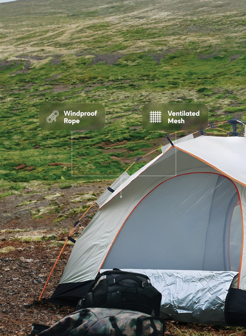 جرين ليون خيمة GT-3 للتخييم، سعة 3-4 أشخاص، أرضية أكسفورد 210D، قماش بوليستر مع طلاء فضي، حماية من الأشعة فوق البنفسجية، خفيفة الوزن، مقاومة للماء، تهوية شبكية، حبل مقاوم للرياح - بيج - Image 3