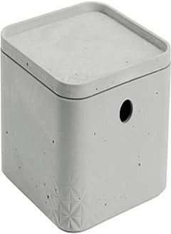 Curver KETER Opbergdoos met deksel, opbergmand, stapelbare mand van kunststof, betonlook, opbergkist voor badkamer, keuken, opslag, kinderen, badmand, stabiel (17 x 17 x 13 cm, lichtgrijs) 