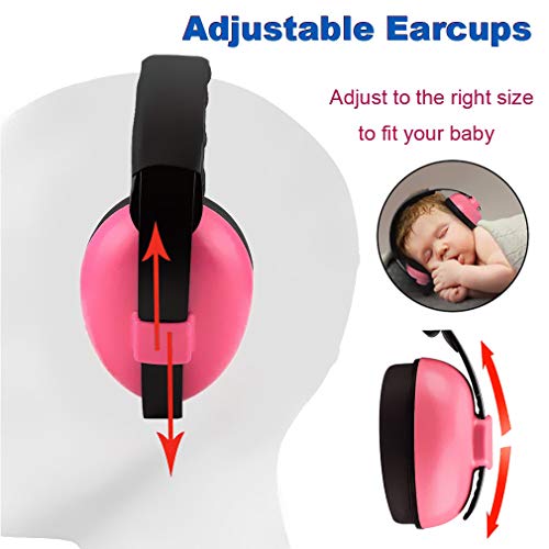 Solar-Power Baby Noise Cancelling Headphones, Ear Protection Earmuffs Noise Reduction for 0-3 Years Kids/Toddlers/Infant, for Babies Sleeping, Airplane, Concerts, Movie, Theater, Firework (Rose Red) - Image 2