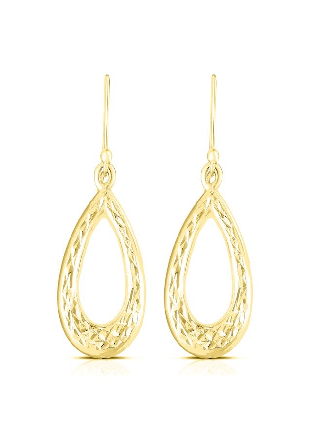 Savlano 925 Sterling Silver Diamond Cut Tear Drop Earrings - 18K Gold Plated Earrings for Women, Girls Comes with a Gift Box - Made in Italy (Yellow) - Image 2