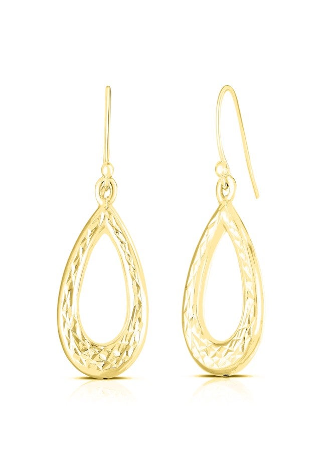 Savlano 925 Sterling Silver Diamond Cut Tear Drop Earrings - 18K Gold Plated Earrings for Women, Girls Comes with a Gift Box - Made in Italy (Yellow) - Image 1