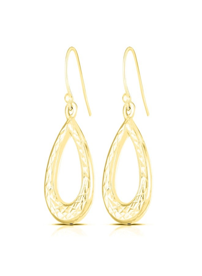 Savlano 925 Sterling Silver Diamond Cut Tear Drop Earrings - 18K Gold Plated Earrings for Women, Girls Comes with a Gift Box - Made in Italy (Yellow) - Image 3