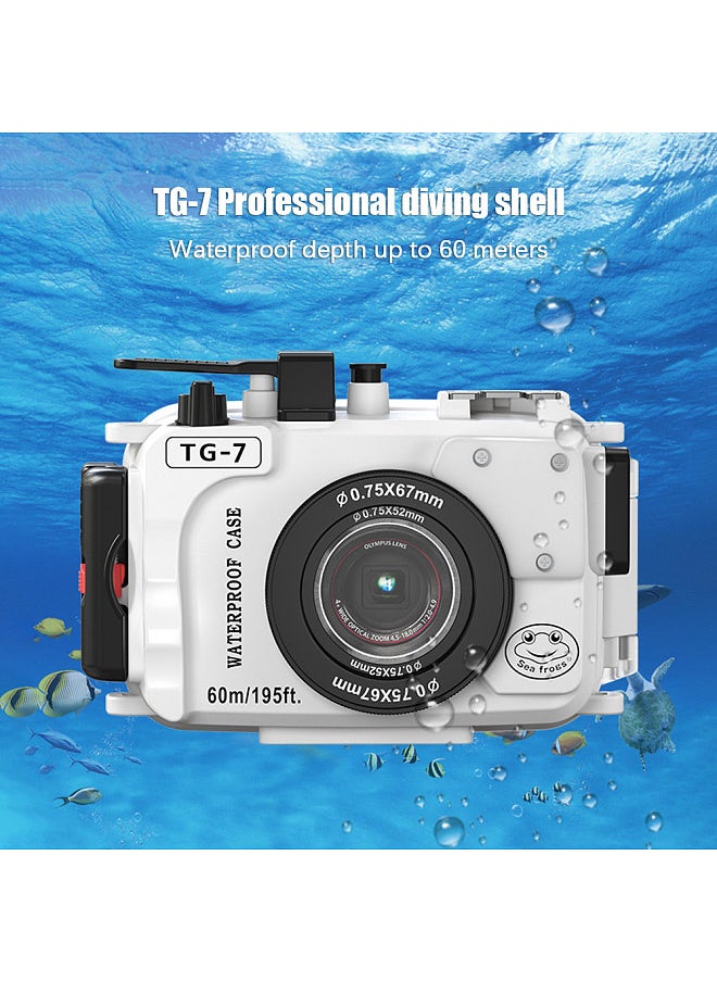 Generic - TG7 Camera Waterproof Case Housing Case for Action Camera Underwater 60m/195ft Diving Protective Case with 52mm Threaded Interface & 67mm Lens Adapter Compatible with Olympus TG-7 Camera - Image 1