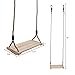 Hey Play Wooden Swing Outdoor Flat Bench Seat with Adjustable Nylon Hanging Rope for Kids Playset Frame or Tree Backyard Swinging Toy Brown 80SA062 - Image 2