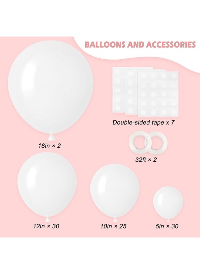 RUBFAC 87pcs White Balloons Different Sizes 18 12 10 5 Inches for Garland Arch, Premium Party Latex Balloons for Birthday Party Wedding Anniversary Baby Shower Party Decoration - Image 4