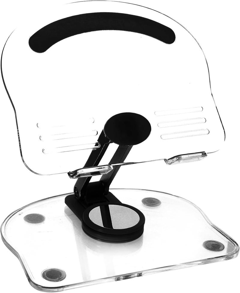 Rotatable Folding Tablet Stand for Desk, Adjustable Non-Slip Acrylic Holder Compatible with Tablets and Phones, Portable Black Desktop Support for Office and Home Use - Image 1