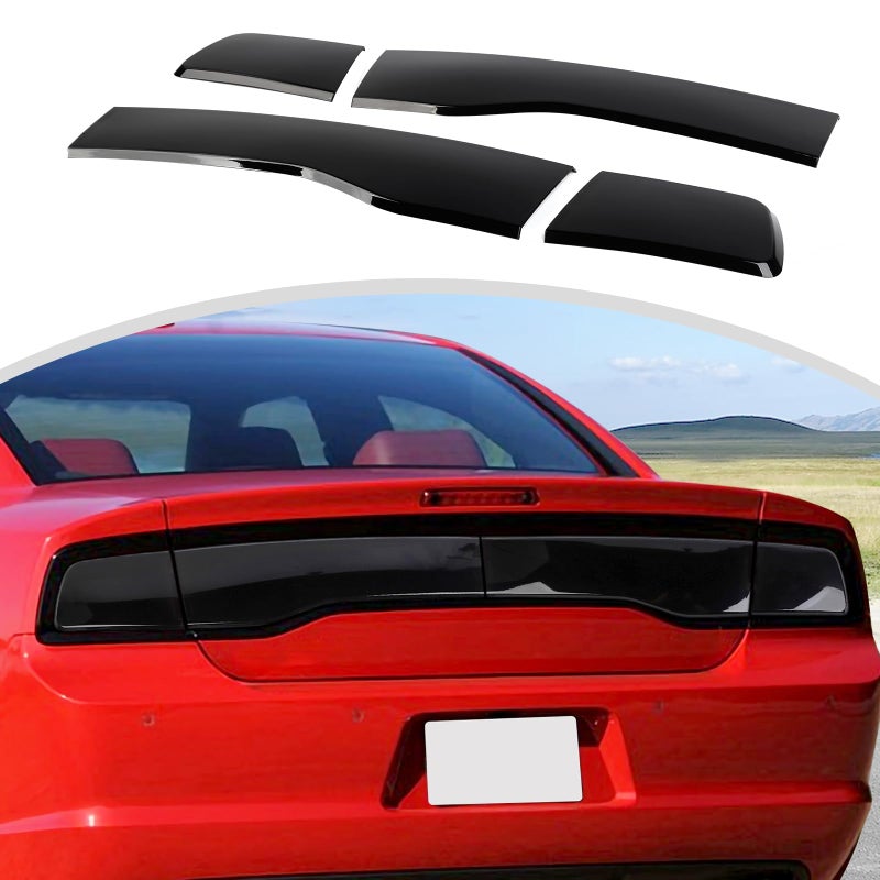 CheroCar Tail Light Lamp Cover Guard Trim Decor Exterior Accessories for 20112014 Dodge Charger Smoked Black