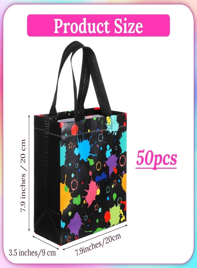 Kifmurase 50PCS Glow in the Dark Gift Bags, 7.9x7.9x3.5 Inch Neon Color Glow Party Favor Bag with Handles, Non Woven Birthday Gift Candy Bags for Hollenween Baby Shower Theme Party Decoration - Image 2