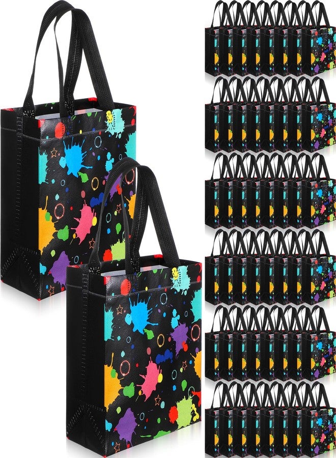 Kifmurase 50PCS Glow in the Dark Gift Bags, 7.9x7.9x3.5 Inch Neon Color Glow Party Favor Bag with Handles, Non Woven Birthday Gift Candy Bags for Hollenween Baby Shower Theme Party Decoration - Image 1