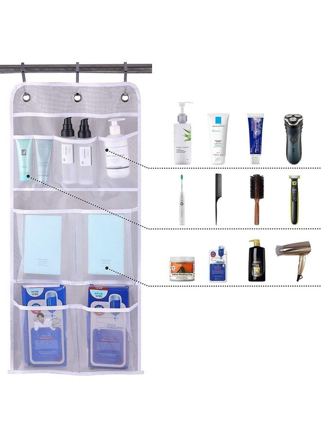 MISSLO Hanging Mesh Pockets Hold 340oz/1000ml Shampoo Shower Organizer with Over the Door Hooks - Image 5