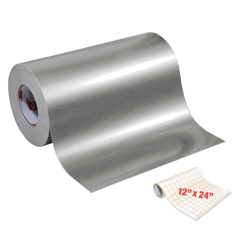 ORACAL 651 Gloss Silver Metallic Adhesive Craft Vinyl 12 Inch x 6 Foot Including Roll of Clear Transfer Paper