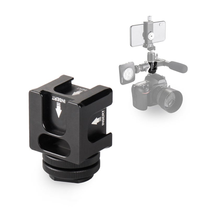 Cold Shoe Mount Adapter: 4 Cold Shoe Mounts Twist Lock Design - High Quality Aluminium Alloy Cold Shoe Mount for Dslr Cameras, Video Lights, Microphones - Image 1
