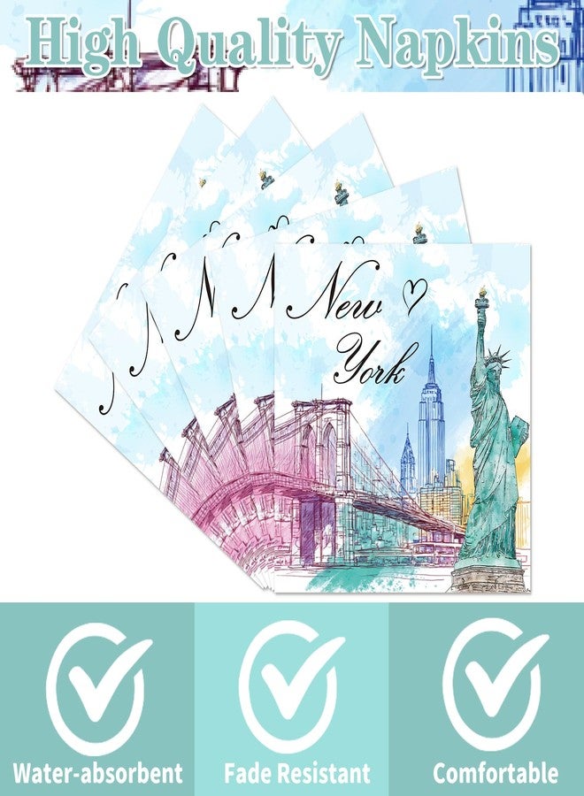 Rakuto New York Party Decorations Tableware, 50PCS NYC disposable Paper Napkins Decoration, New York Themed Decor for Birthday and Baby Shower Supplies - Image 2