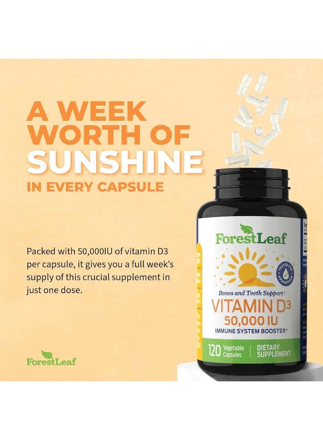 ForestLeaf Vitamin D3 50,000 IU Weekly Supplement - 120 Vegetable Capsules - by ForestLeaf - Image 4