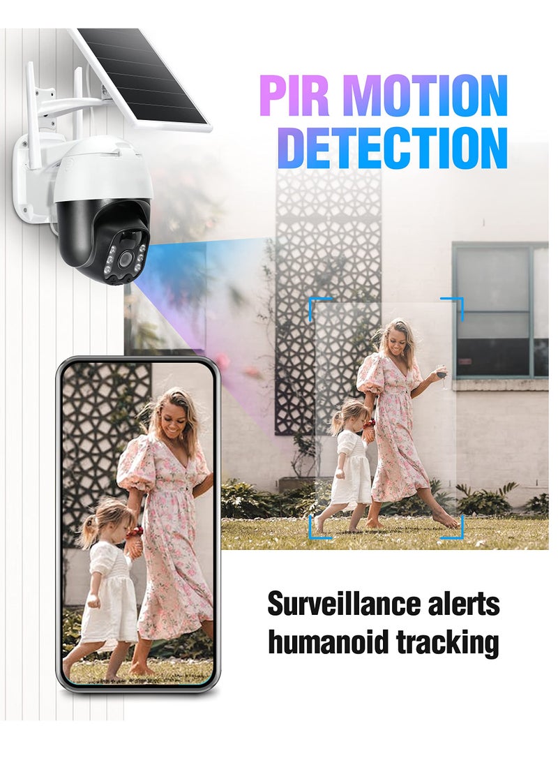 SYOSI - Security Camera Wireless Outdoor 3MP Ultra HD 2K Smart Camera, 3MP Solar Powered 2.4G WiFi 360° View Pan Tilt Strobe Light Spotlight Color Night Vision PIR Human Detection 2-Way Talk IP66 PTZ - Image 1