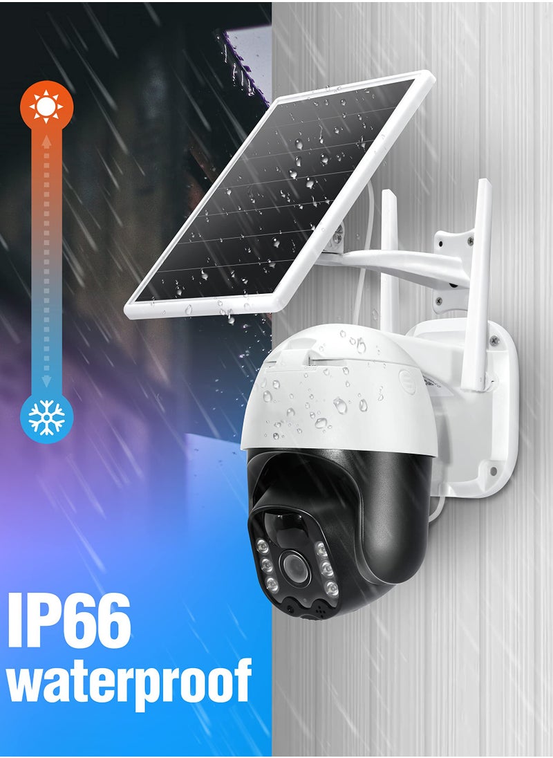 SYOSI - Security Camera Wireless Outdoor 3MP Ultra HD 2K Smart Camera, 3MP Solar Powered 2.4G WiFi 360° View Pan Tilt Strobe Light Spotlight Color Night Vision PIR Human Detection 2-Way Talk IP66 PTZ - Image 1