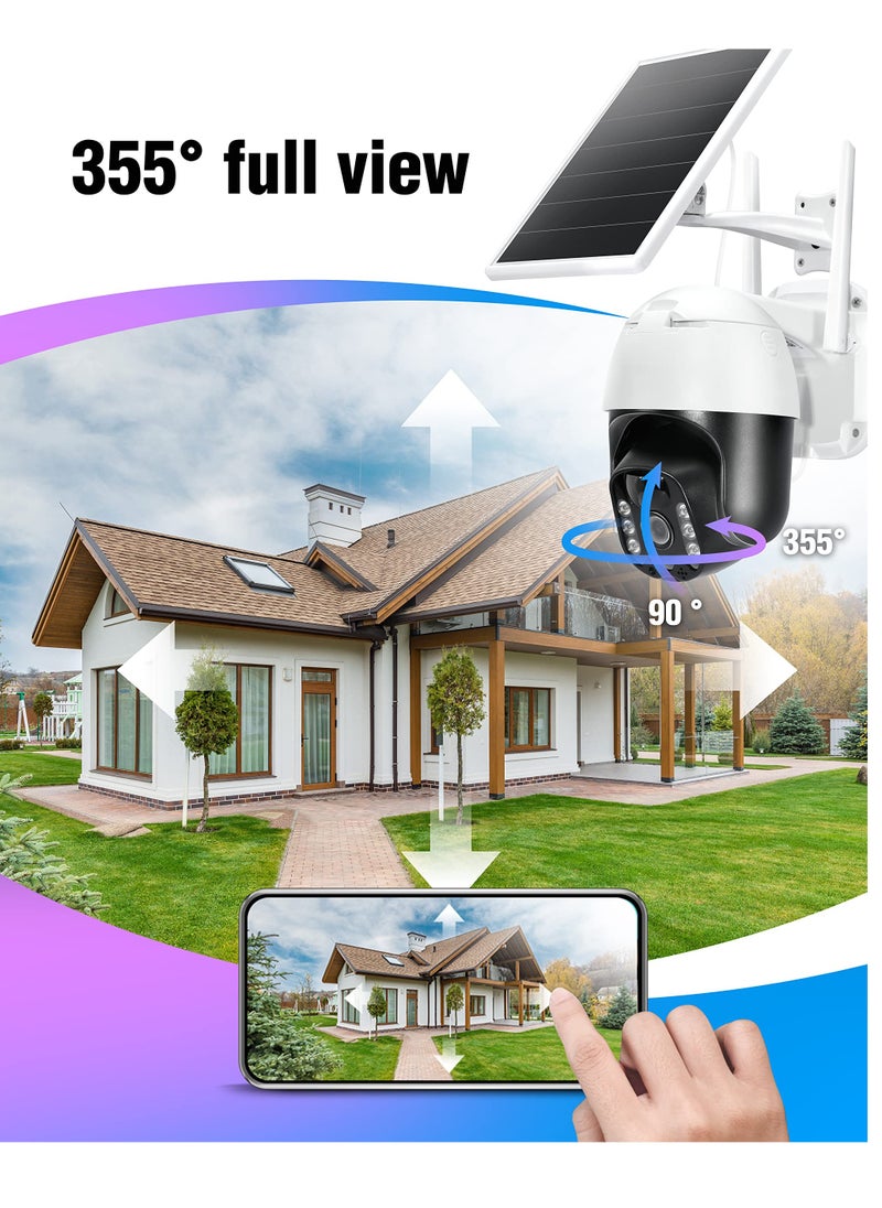 SYOSI - Security Camera Wireless Outdoor 3MP Ultra HD 2K Smart Camera, 3MP Solar Powered 2.4G WiFi 360° View Pan Tilt Strobe Light Spotlight Color Night Vision PIR Human Detection 2-Way Talk IP66 PTZ - Image 1