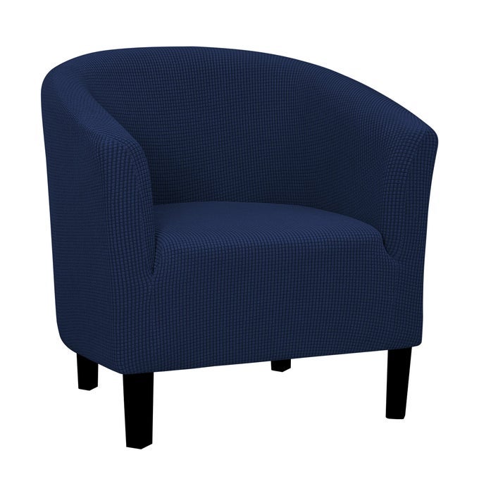 EASYGOING STRETCH CLUB ARMCHAIR SLIPCOVER 1 PIECE BARREL TUB SOFA COVER FURNITURE PROTECTOR JACQUARD COUCH COVER NAVY