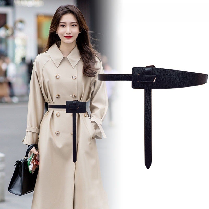 Womens Fashion Belt for Sweaters and Coats Khaki - Image 3