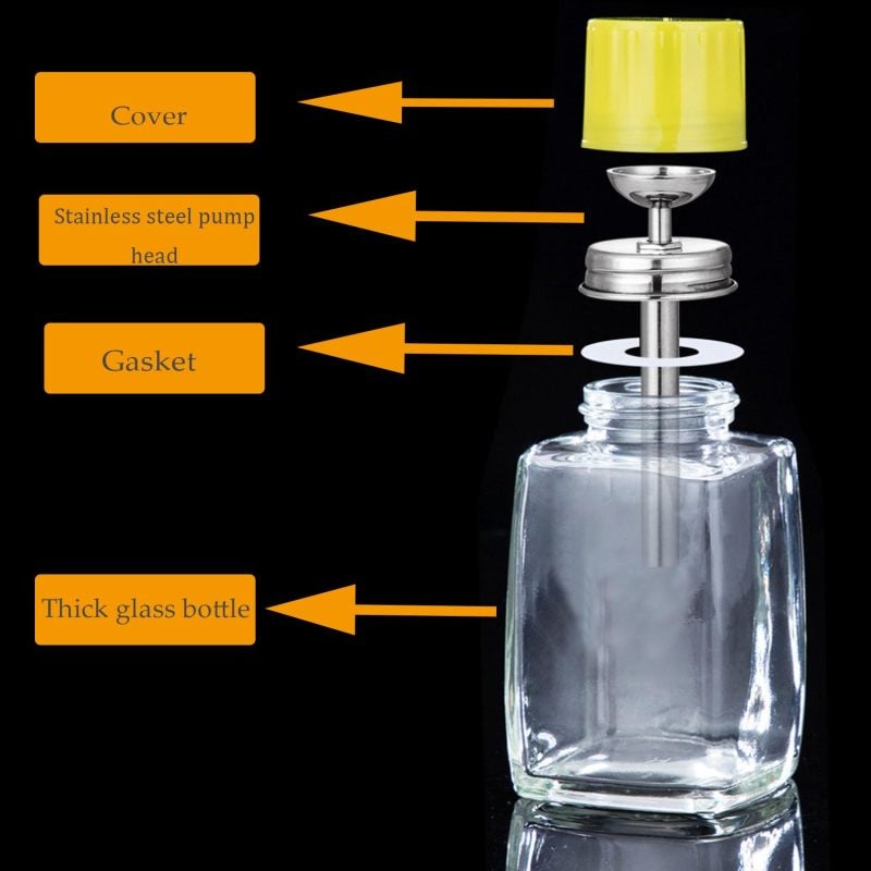 Glass Pump Dispenser 6 Oz 180ml Transparent Borosilicate Glass Leak-Proof Sealing Refillable Vacuum Pump Bottle - Controlled Mess-Free Dispensing Cosmetic Pump Bottle for Daily Use - Image 3