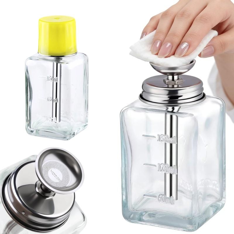 Glass Pump Dispenser 6 Oz 180ml Transparent Borosilicate Glass Leak-Proof Sealing Refillable Vacuum Pump Bottle - Controlled Mess-Free Dispensing Cosmetic Pump Bottle for Daily Use - Image 1