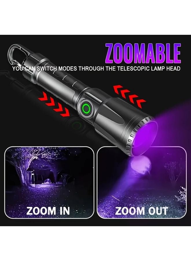 1pc Portable UV LED Flashlight USB Rechargeable 395nm Black Light Pet Urine Detector - Image 5