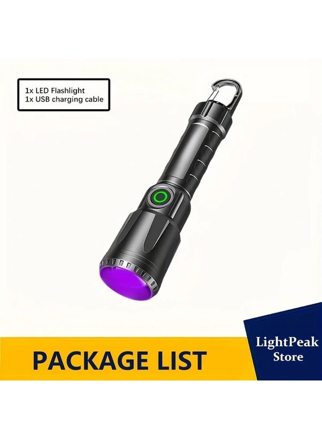 1pc Portable UV LED Flashlight USB Rechargeable 395nm Black Light Pet Urine Detector - Image 1