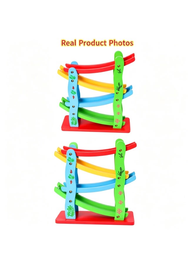 4 Layers Children Wooden Sliding Motor Racing Track Toy Car Game Ramp Racers With Cars - Image 3