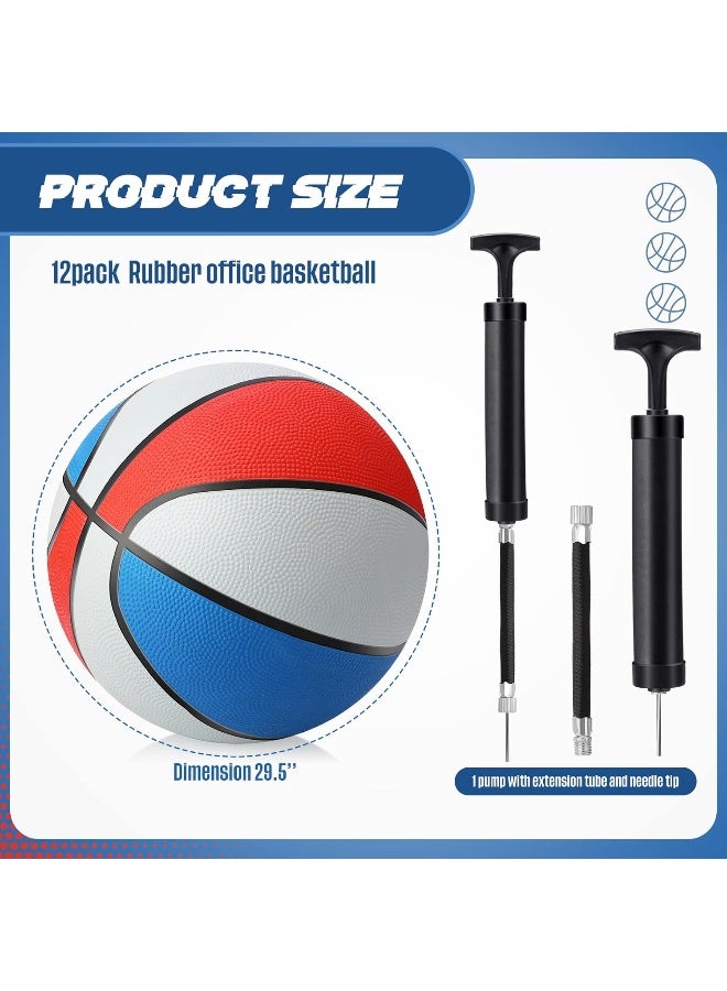 Jerify 12 Pieces Basketballs Bulk Official Size 7 Rubber Basketballs Rubber Inflatable Basketballs with Pump Indoor Outdoor Basketballs Bulk Standard Basketball for Training and Recreational Play - Image 2