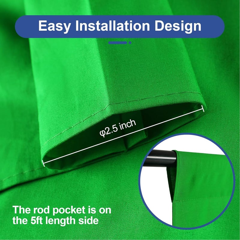 إيمارت خلفية خضراء من EMART مقاس 5x7 قدم / 1.5x2 متر، قماش خلفية تصوير بخاصية Chroma-Key للاستوديو، جلسات التصوير، البث المباشر، Zoom، تشمل 2 مشبك زنبركي - Image 3