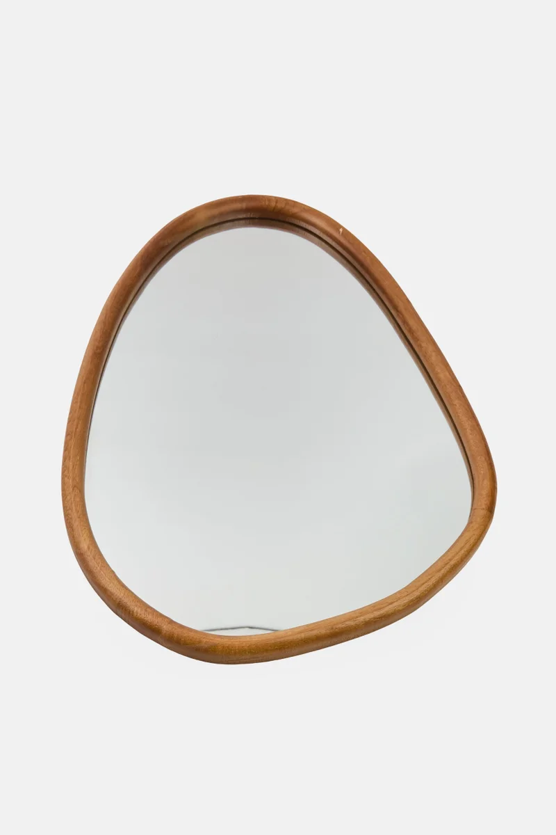 Muy Mucho Modern Oval Asymmetrical Unique Hanging Mirror, Brown