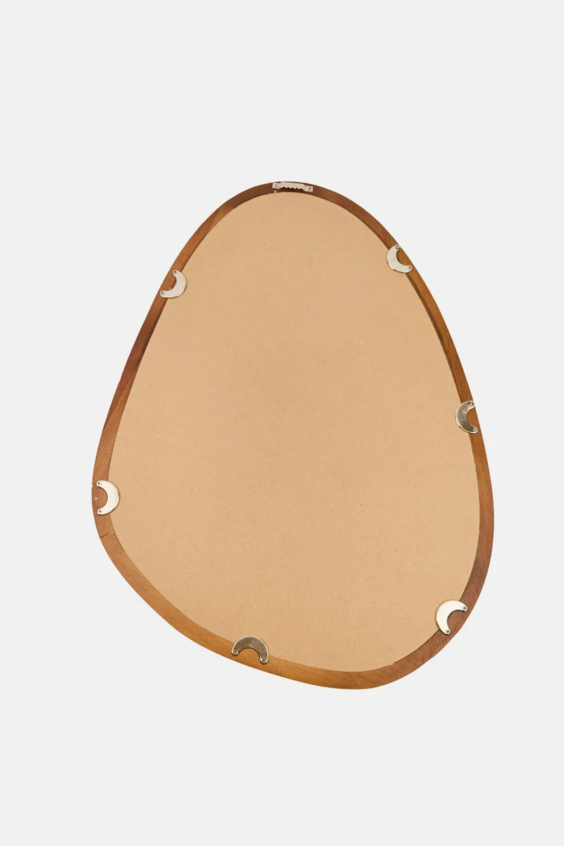 Muy Mucho Modern Oval Asymmetrical Unique Hanging Mirror, Brown