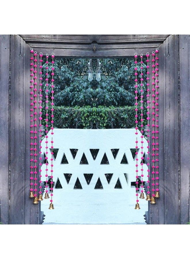 Kaameri Bazaar Handmade Dark Pink Strings Pom Pom for Door,Wall Hanging Bandhanwar Toran, Garland for Decoration Diwali Festival,Navratri,Wedding (4FT, 10 Strings) - Image 1