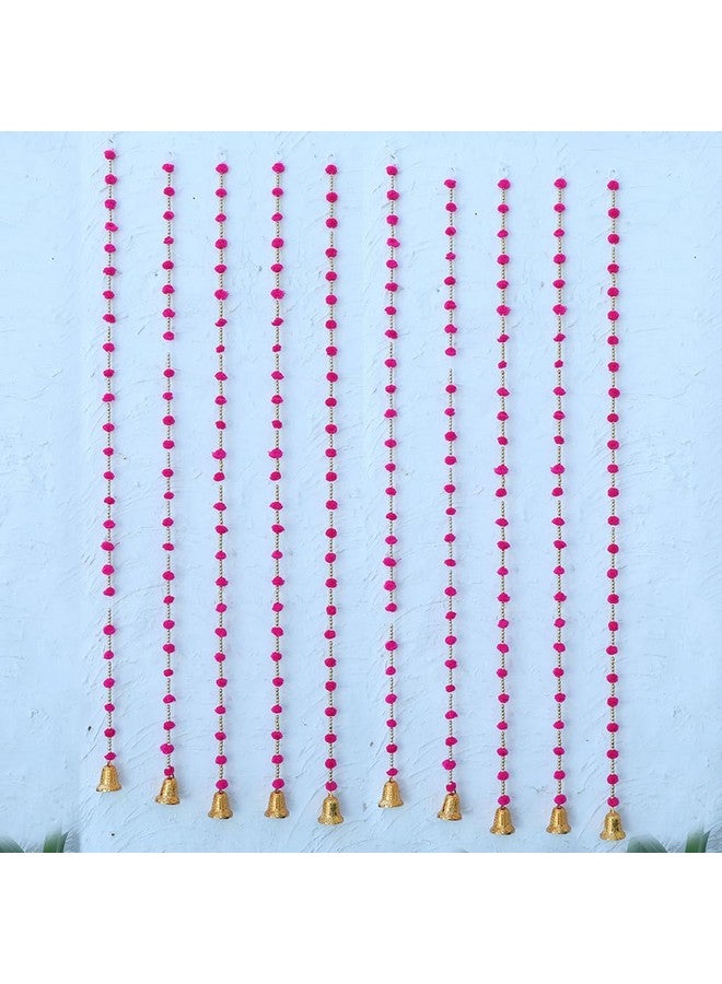 Kaameri Bazaar Handmade Dark Pink Strings Pom Pom for Door,Wall Hanging Bandhanwar Toran, Garland for Decoration Diwali Festival,Navratri,Wedding (4FT, 10 Strings) - Image 2