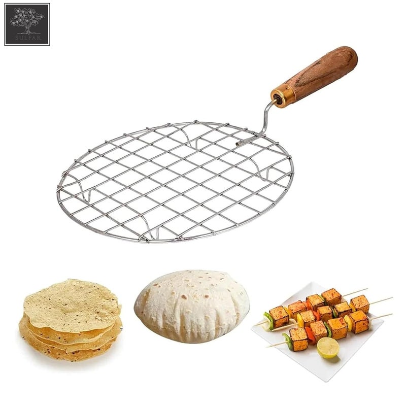 sulfar Sulfar Cooking Essentials Combo Includes Wire Round Roaster with Wooden Handle and Silicone Mini Oven Gloves Heat Resistant Durable Perfect for Kitchen Use  - Image 4