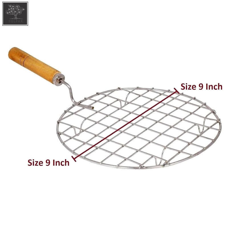 sulfar Sulfar Cooking Essentials Combo Includes Wire Round Roaster with Wooden Handle and Silicone Mini Oven Gloves Heat Resistant Durable Perfect for Kitchen Use  - Image 2