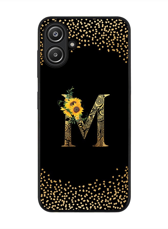 Stylizedd For Samsung Galaxy A06 Case,Slim fit Camera Protection, Shockproof Thin Phone cover - Custom Floral Monogram - M ( Black ) - Image 1