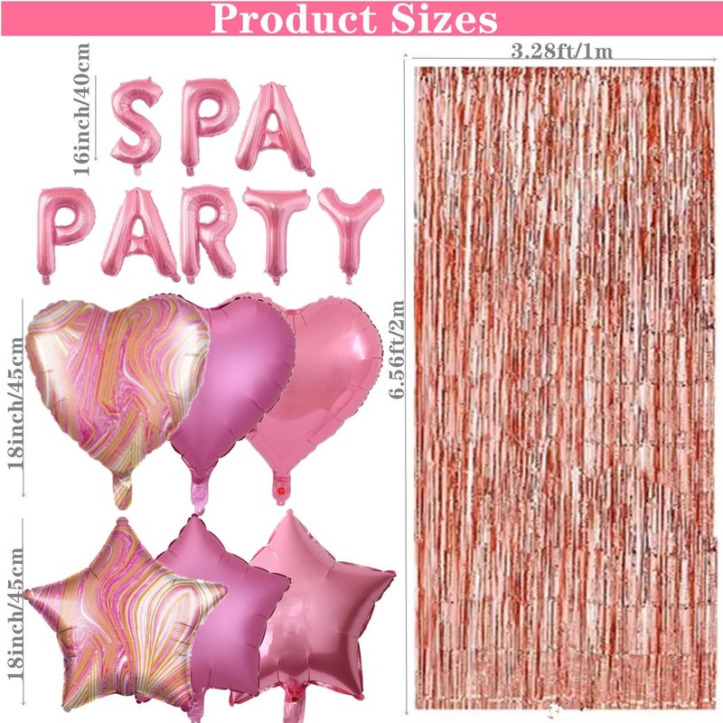 DUFACAI 46 Pieces Spa Party Decorations Balloons Spa Theme Birthday Party Supplies Lipstick Cosmetics Balloons Foil Fringe Curtains for Girls Spa Day Makeup Party (Light Pink) - Image 2