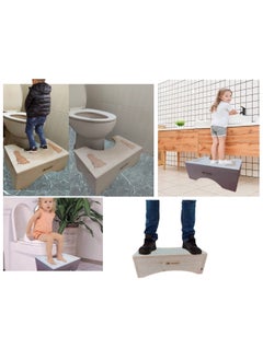 Shams Bath stool, bed ladder, and step stool for young and old children, rustic two-tier stool for use in the kitchen and bathroom  - Image 2