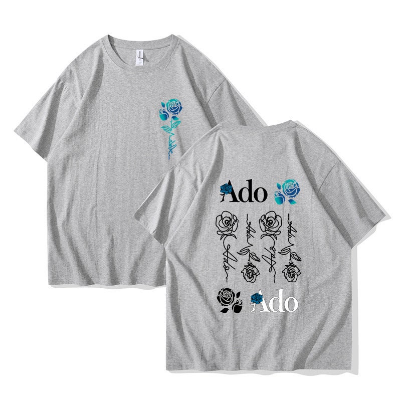 Ado Blue Rose T Shirt Wish World Tour Merch T Shirt Men Women Fashion Casual Harajuku Short Sleeve - Image 1
