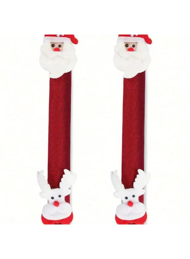 Christmas Red Oven And Fridge Handle Covers Polyester Battery Free Holiday Home Decor - Image 4