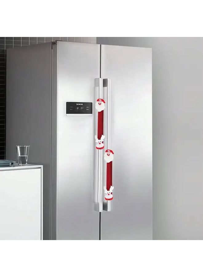 Christmas Red Oven And Fridge Handle Covers Polyester Battery Free Holiday Home Decor - Image 1